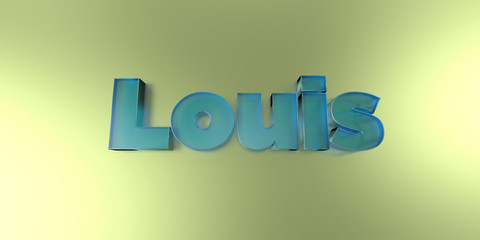 Louis - colorful glass text on vibrant background - 3D rendered royalty free stock image.