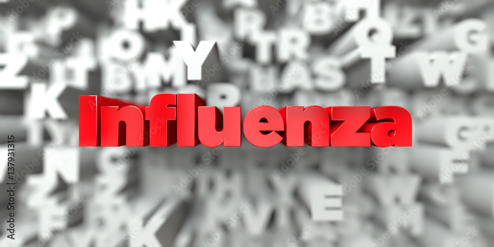 Fototapete influenza - red text on typography background - 3d rendered royalty free stock image. this image can