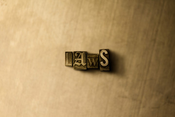 LAWS - close-up of grungy vintage typeset word on metal backdrop. Royalty free stock illustration.  Can be used for online banner ads and direct mail.