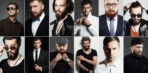 Beauty collage of real man.men's faces