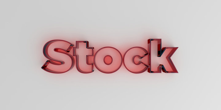 Stock - Red glass text on white background - 3D rendered royalty free stock image.