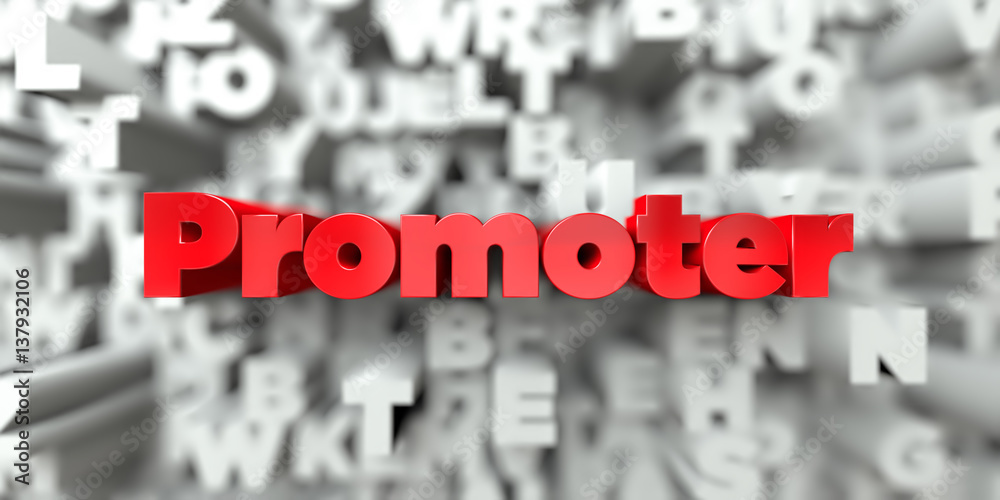 Fototapete promoter - red text on typography background - 3d rendered royalty free stock image. this image can 