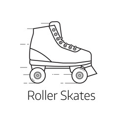 Retro roller skates vector illustration. Alternative city transport sport roller blades in thin line design. Personal transportation equipment.