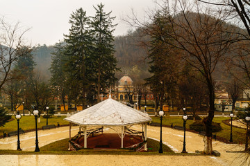 old abandoned buildings in the Roman spa town in Romania, Mehedinti Herculane