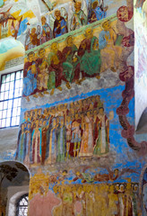 Wall painting in the Alexander Svirsky Monastery in Staraya Sloboda, Russia. July 2016.