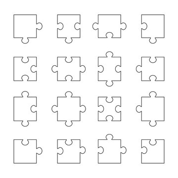 Set of puzzle parts, vector illustration