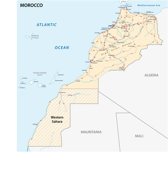Road map of the Kingdom of Morocco