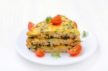 Piece of vegetable omelet