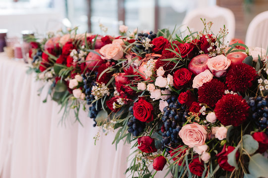 Fototapeta Flowers decoration for weddind table of newlyweds