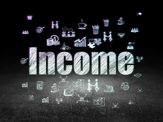 Finance concept: Income in grunge dark room