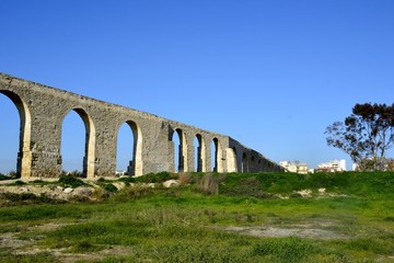 Architecture from old aqueduct and blue sky