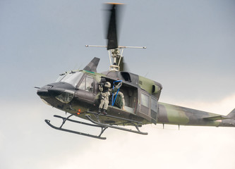 Special force landing from helicopter