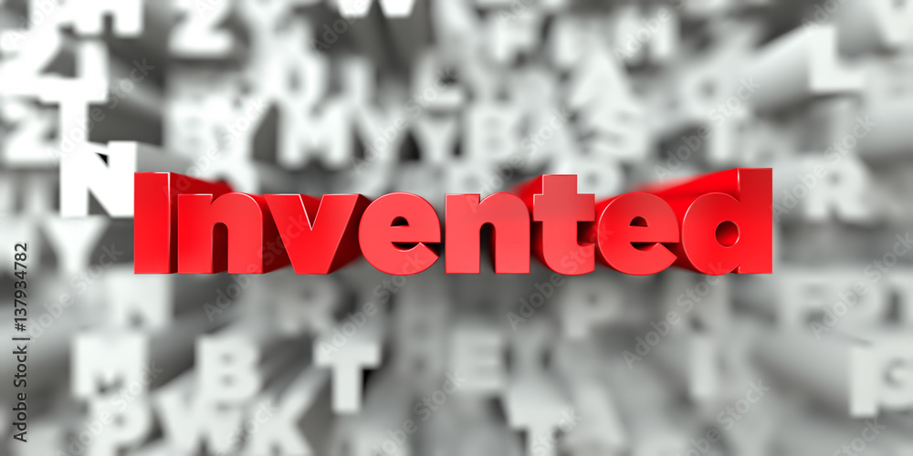 Fototapete Invented -  Red text on typography background - 3D rendered royalty free stock image. This image can be used for an online website banner ad or a print postcard.