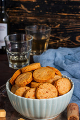 Biscuits with parmesan, selective focus