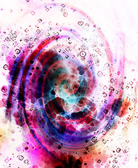 Centripetal circle shapes on abstract colorful cosmic.