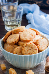 Biscuits with parmesan, selective focus