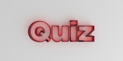 Quiz - Red glass text on white background - 3D rendered royalty free stock image.