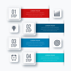 Infographics template four options with square