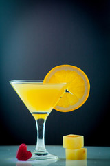 Orange juice glass isolated on background
