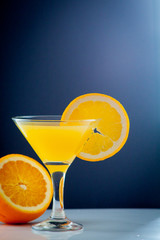 Orange juice glass isolated on background