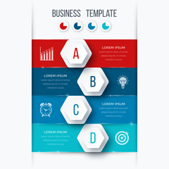 Infographics template four options with hexagon