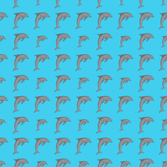 Vector image of pattern with dolphins.