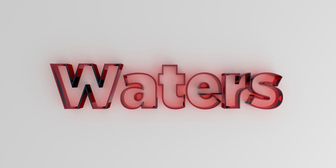 Waters - Red glass text on white background - 3D rendered royalty free stock image.