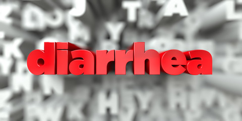 diarrhea -  Red text on typography background - 3D rendered royalty free stock image. This image can be used for an online website banner ad or a print postcard.