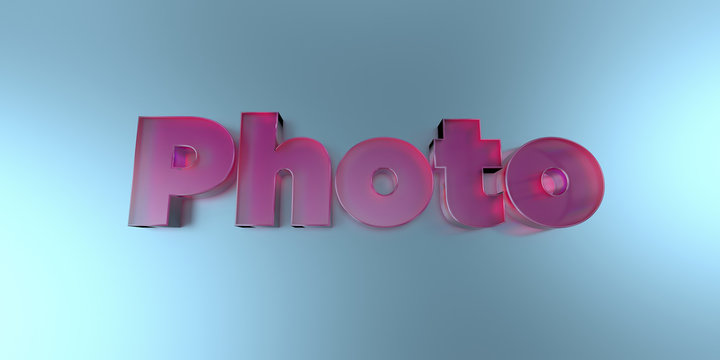 Photo - colorful glass text on vibrant background - 3D rendered royalty free stock image.