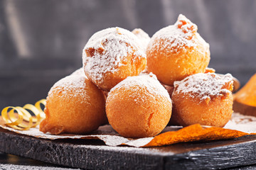 Castagnole - italian dessert in carnival.Close up.
