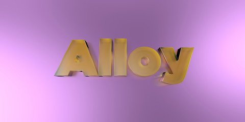 Alloy - colorful glass text on vibrant background - 3D rendered royalty free stock image.