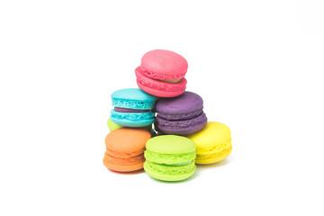 Tasty colorful macaroon on a white background (macaron, macarons, macaroon)