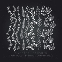 vector set of brushes with outer and inner corner tiles