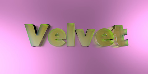 Fototapeta premium Velvet - colorful glass text on vibrant background - 3D rendered royalty free stock image.
