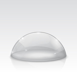 Transparent white dome, glass semi-sphere