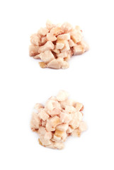 Pile of bacon fat cubes isolated