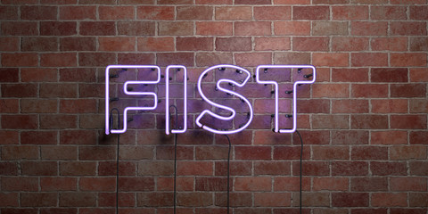 Obraz premium FIST - fluorescent Neon tube Sign on brickwork - Front view - 3D rendered royalty free stock picture. Can be used for online banner ads and direct mailers..