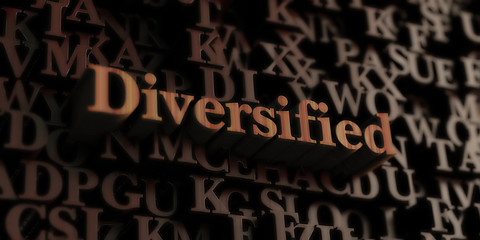 Diversified - Wooden 3D rendered letters/message.  Can be used for an online banner ad or a print postcard.