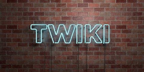 Obraz premium TWIKI - fluorescent Neon tube Sign on brickwork - Front view - 3D rendered royalty free stock picture. Can be used for online banner ads and direct mailers..