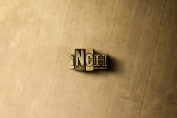 INCH - close-up of grungy vintage typeset word on metal backdrop. Royalty free stock illustration.  Can be used for online banner ads and direct mail.