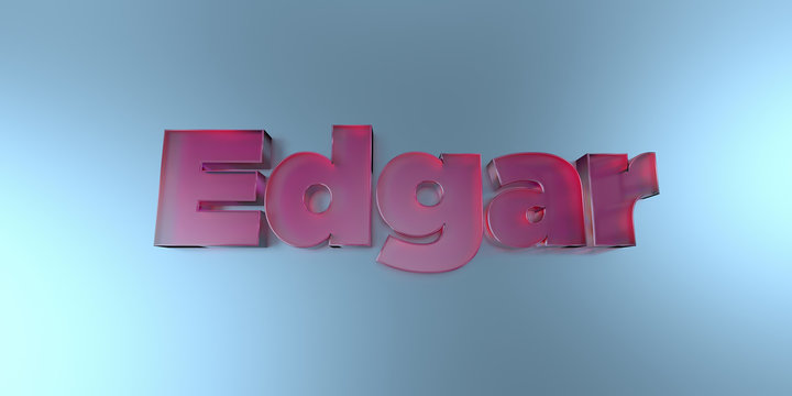 Edgar - colorful glass text on vibrant background - 3D rendered royalty free stock image.
