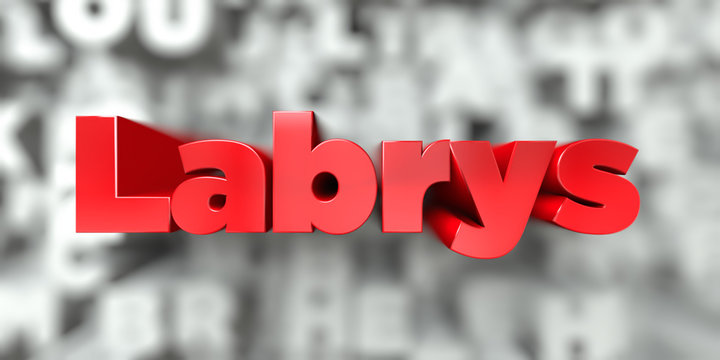Labrys -  Red text on typography background - 3D rendered royalty free stock image. This image can be used for an online website banner ad or a print postcard.