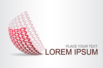 Logo stylized spherical surface with abstract shapes