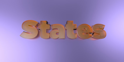 Fototapeta premium States - colorful glass text on vibrant background - 3D rendered royalty free stock image.