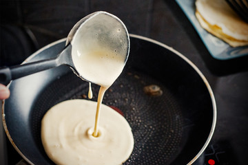 Making of home made pancakes - obrazy, fototapety, plakaty