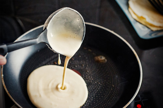 Naklejki Making of home made pancakes