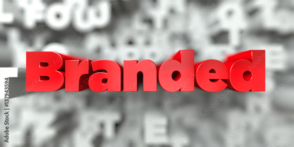 Fototapete branded - red text on typography background - 3d rendered royalty free stock image. this image can b