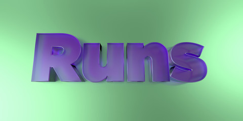 Runs - colorful glass text on vibrant background - 3D rendered royalty free stock image.