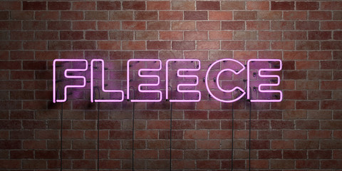 Obraz premium FLEECE - fluorescent Neon tube Sign on brickwork - Front view - 3D rendered royalty free stock picture. Can be used for online banner ads and direct mailers..