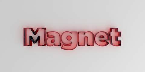 Magnet - Red glass text on white background - 3D rendered royalty free stock image.